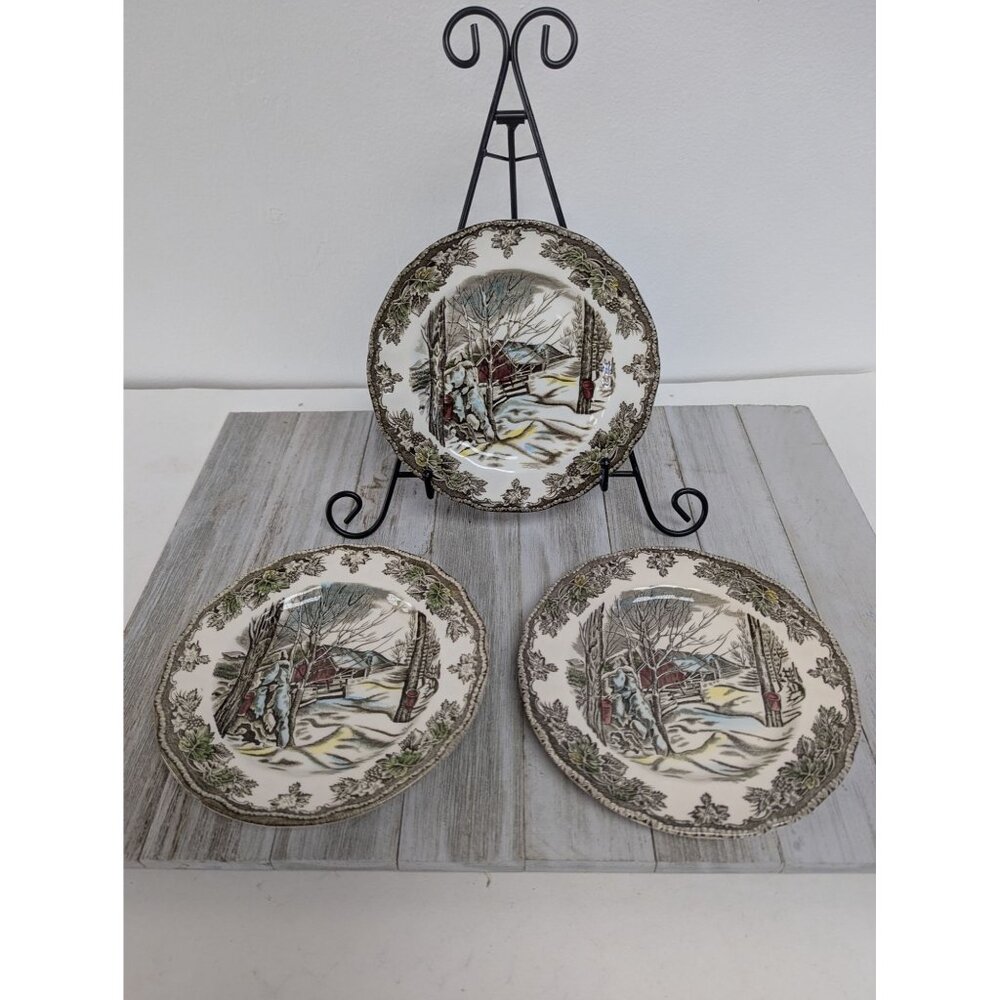 Vintage Johnson Brothers Friendly Village Set of 3 Dessert Plates 6"